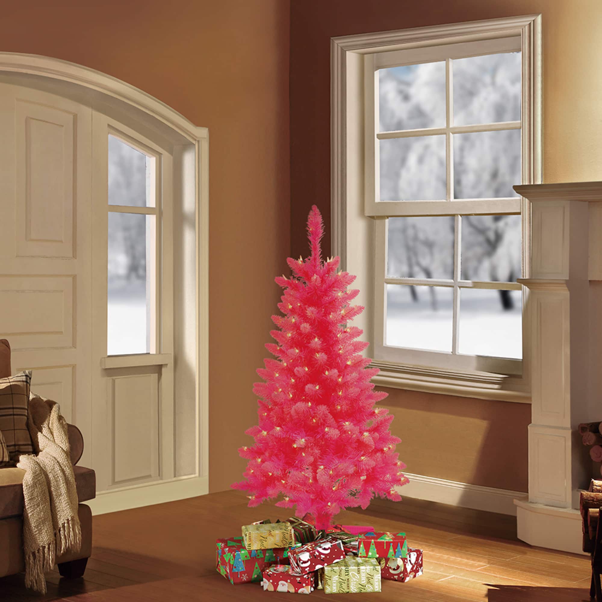 4ft. Pre-Lit Fashion Pine Artificial Christmas Tree, Clear Lights